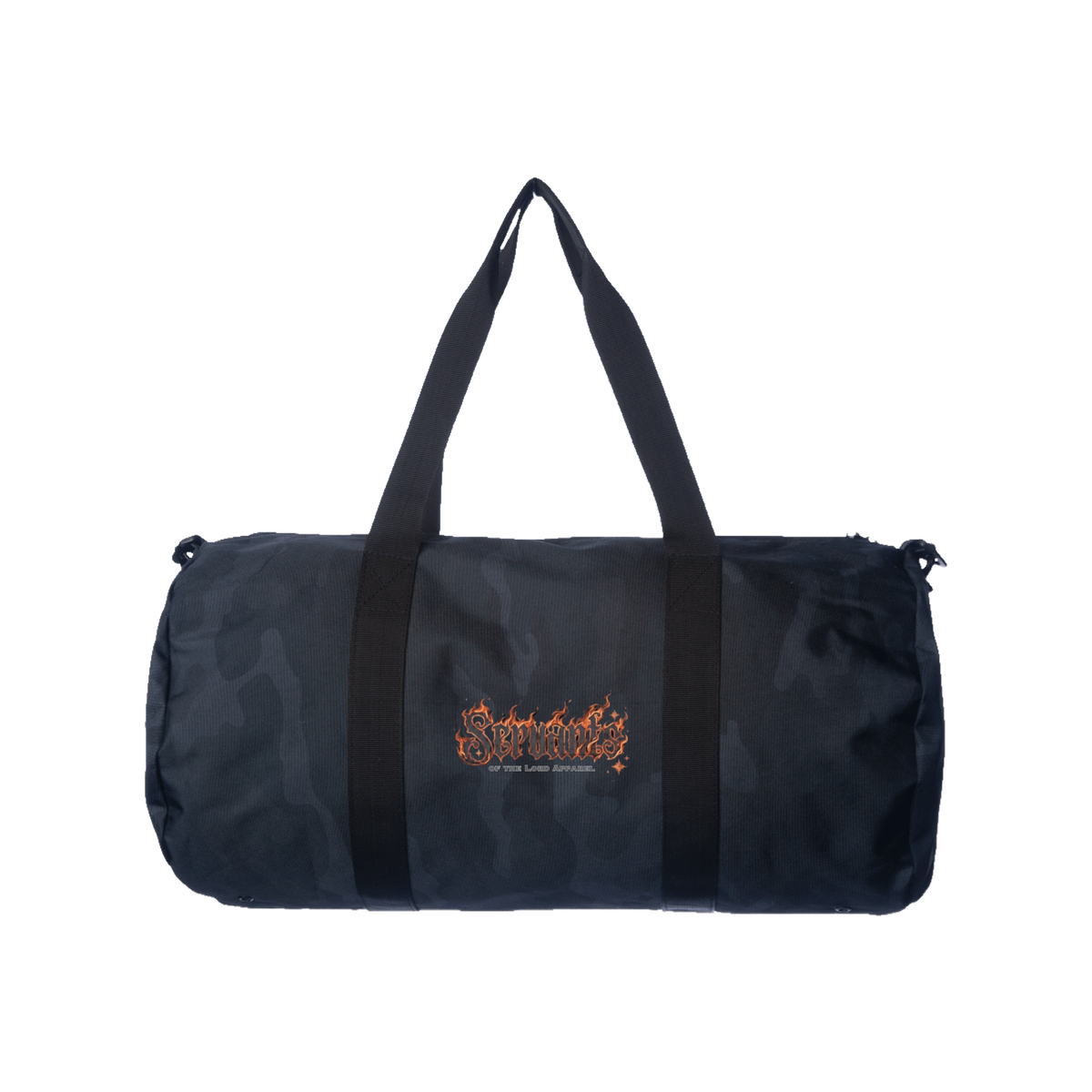 Duffle Bag Black Camo Heart on Fire